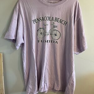 Pensacola Beach Bicycle Graphic Tee - Lavender Casual Short Sleeve